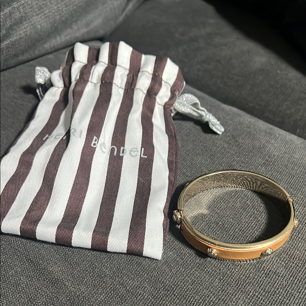 Henri Bendel Gold-Tone Bangle with Crystal Details